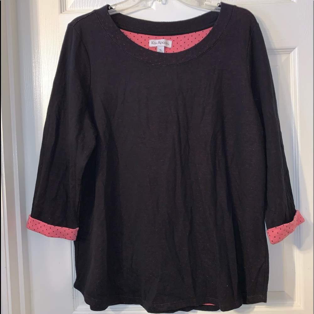 LIKE NEW BLACK AND PINK KIM ROGERS LADIES TOP